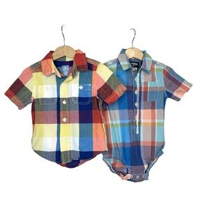 Baby Gap Osh Kosh Baby Boy Short Sleeve Plaid Polo Bundle Size 18-24 Months